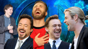 Avengers Cast Laughing