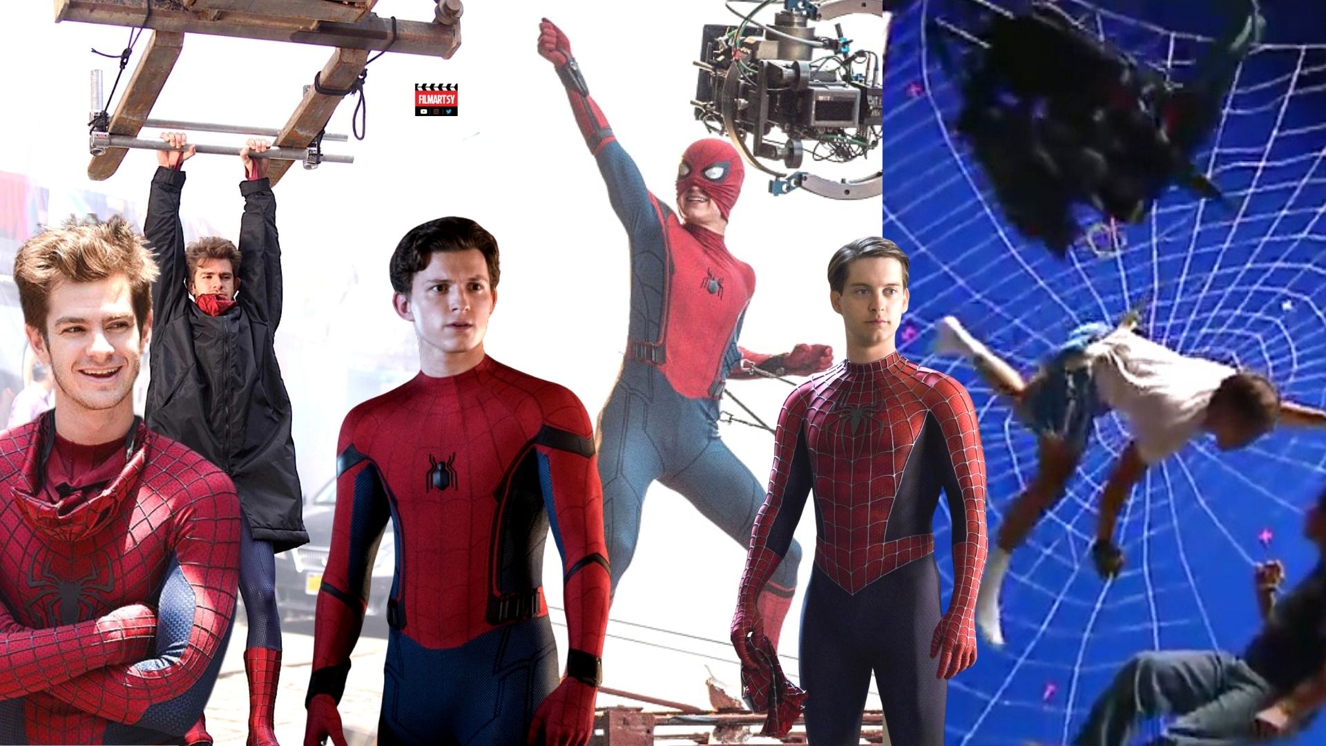 Spiderman actors performing stunts