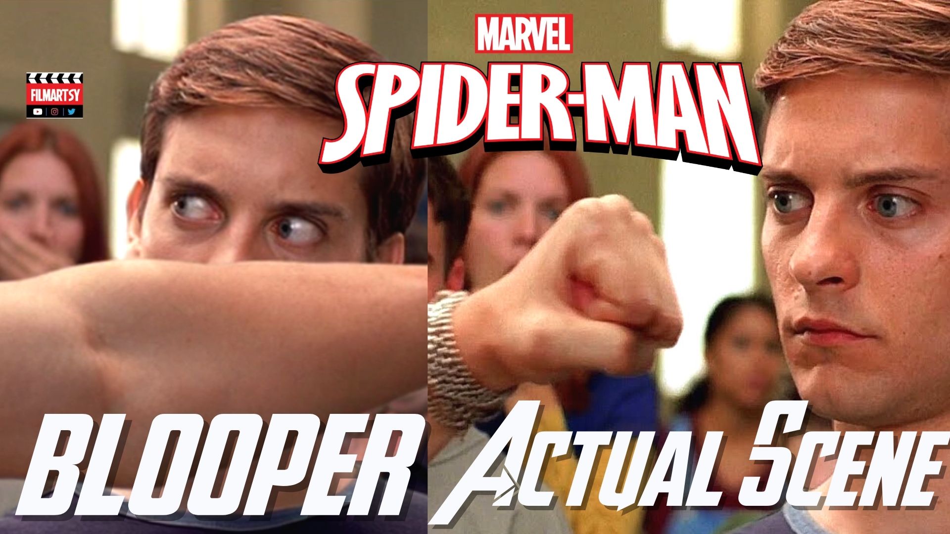 Tobey Maguire Bloopers Vs Actual Scenes