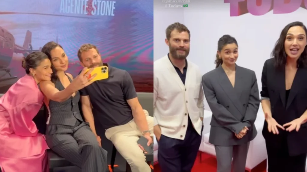 Alia Bhatt and Gal Gadot with Jamie in Brazil for Tudum 2023