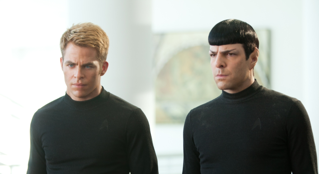Chris Pine and Zachary Quinto as Captain Kirk and Spock
