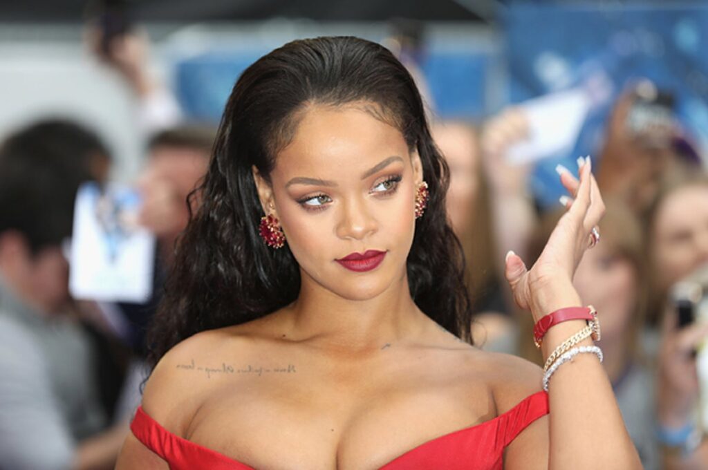 Rihanna in her iconic red lips