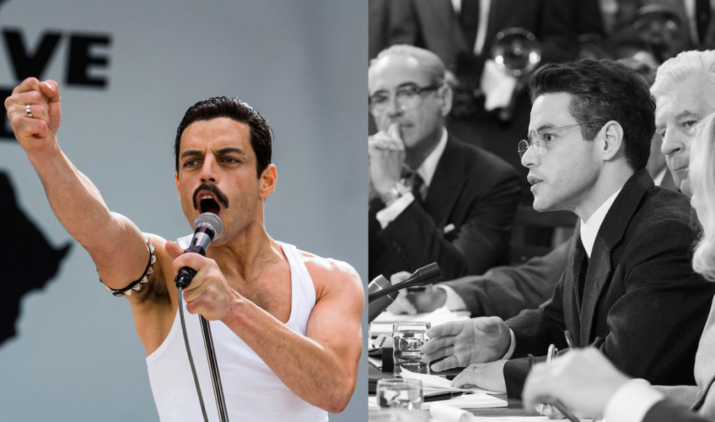 Rami Malek in Bohemian Rhapsody and Oppenheimer