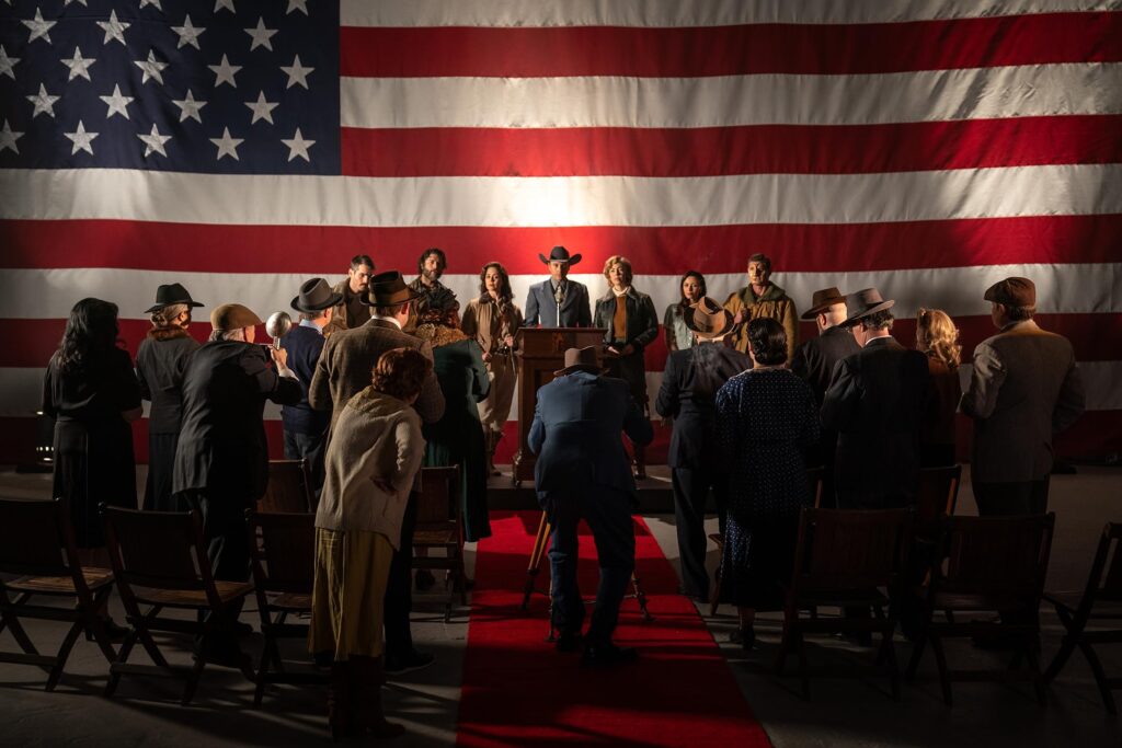 Brittany Allen, Linc Hand, Eric Nelsen, Gene Gallerano, Christina Bennett Lind, Jim Cummings, and Elizabeth Cappuccino in The Yeti (2026)