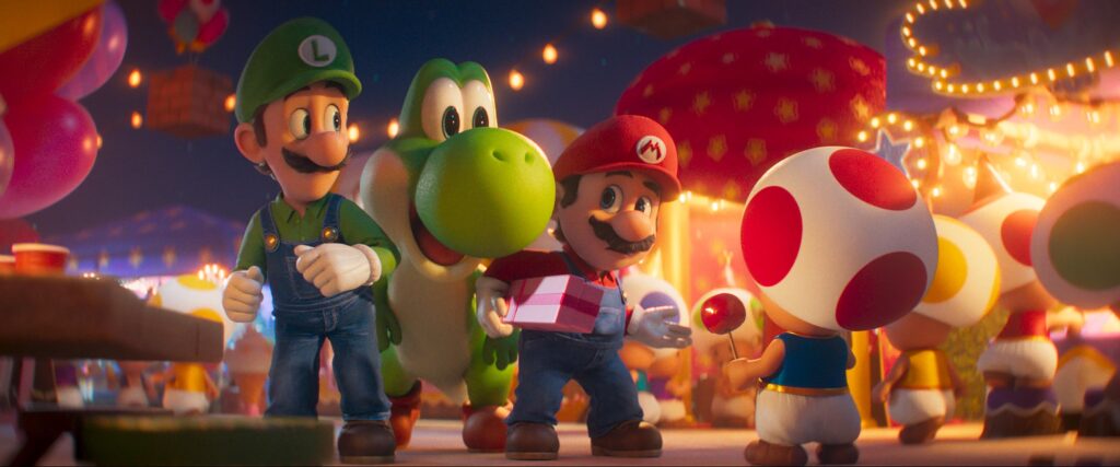 Charlie Day, Chris Pratt, Keegan-Michael Key, and Donald Glover in The Super Mario Galaxy Movie (2026)