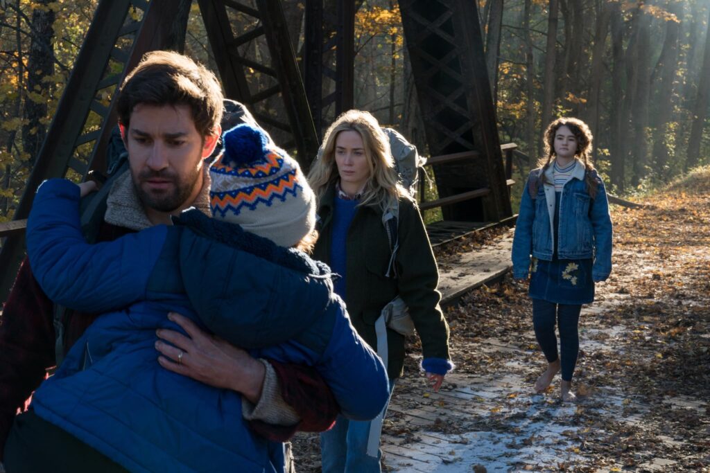John Krasinski, Emily Blunt, Noah Jupe, and Millicent Simmonds in A Quiet Place (2018)