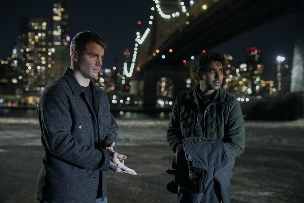 Gabriel Basso and Suraj Sharma in The Night Agent (2023)