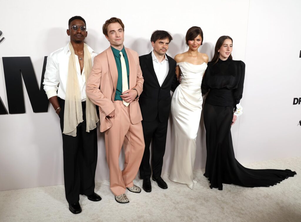 Robert Pattinson, Zendaya, Kristoffer Borgli, Alana Haim, and Mamoudou Athie at an event for The Drama (2026)