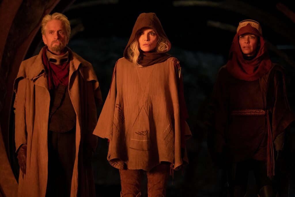 Michael Douglas, Michelle Pfeiffer, and Evangeline Lilly in Ant-Man and the Wasp: Quantumania (2023)