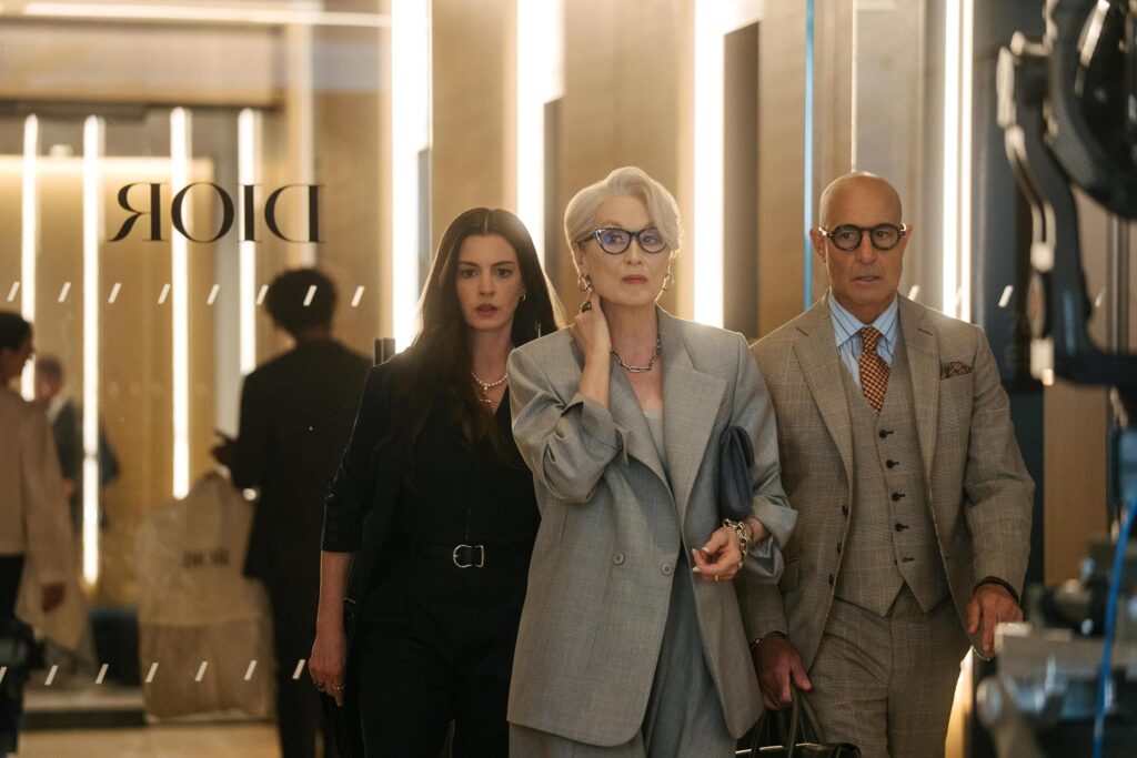 Meryl Streep, Stanley Tucci, and Anne Hathaway in The Devil Wears Prada 2 (2026)