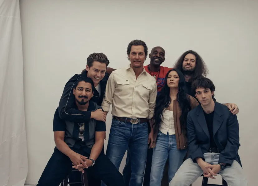 Matthew McConaughey, Cole Sprouse, Rob Morgan, Tony Revolori, Jake Horowitz, Angelina LookingGlass, and Andrew Patterson in The Rivals of Amziah King (2025)