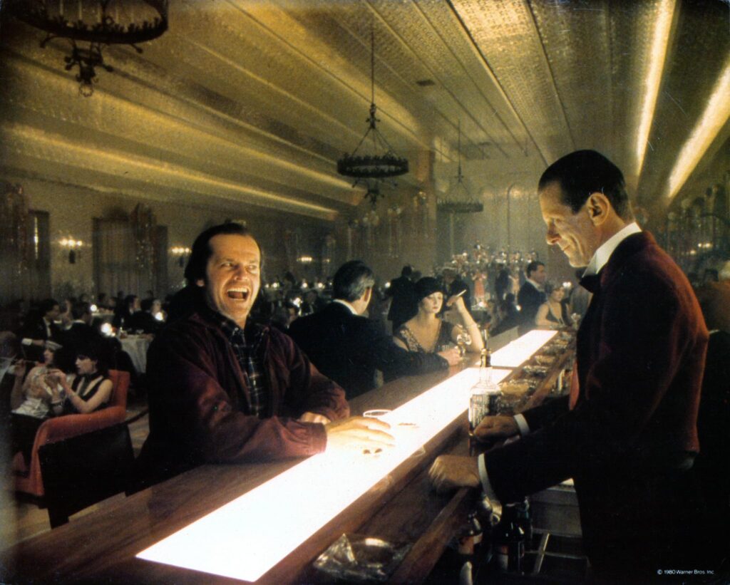 Jack Nicholson, Vivian Kubrick, Joe Turkel, Maxwell Craig, and George Holdcroft in The Shining (1980)