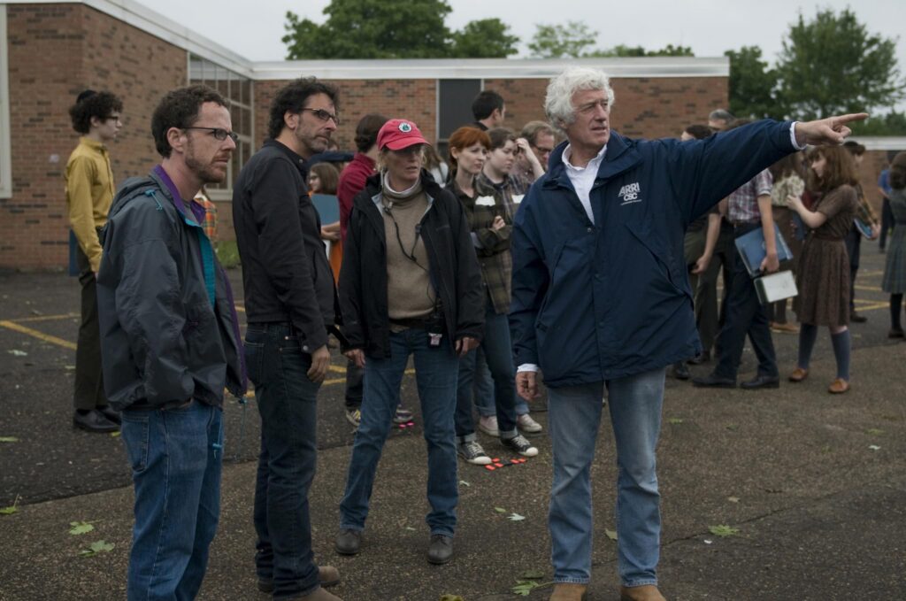 Ethan Coen, Joel Coen, Roger Deakins, and Betsy Magruder in A Serious Man (2009)