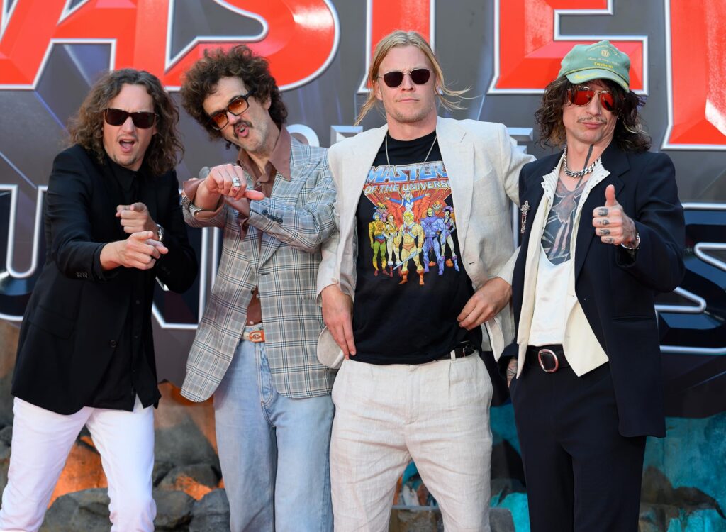 Dan Hawkins, Frankie Poullain, Justin Hawkins, and Rufus Taylor at an event for Masters of the Universe (2026)