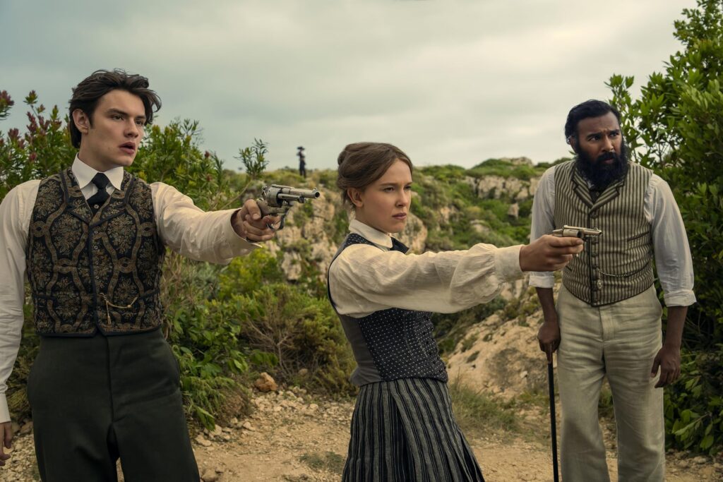 Millie Bobby Brown and Louis Partridge in Enola Holmes 3 (2026)