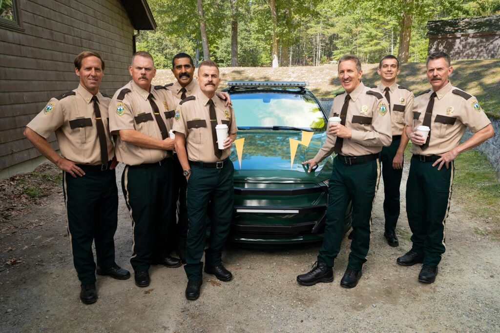 Jay Chandrasekhar, Nat Faxon, Kevin Heffernan, Steve Lemme, Paul Soter, Erik Stolhanske, Patrick Harbron, and Andrew Dismukes in Super Troopers (2001)