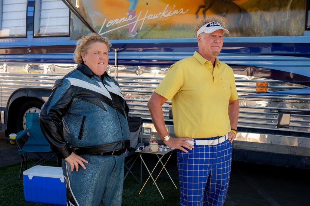 Will Ferrell and Fortune Feimster in The Hawk (2026)