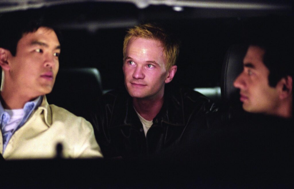 Neil Patrick Harris, John Cho, and Kal Penn in Harold & Kumar Go to White Castle (2004)