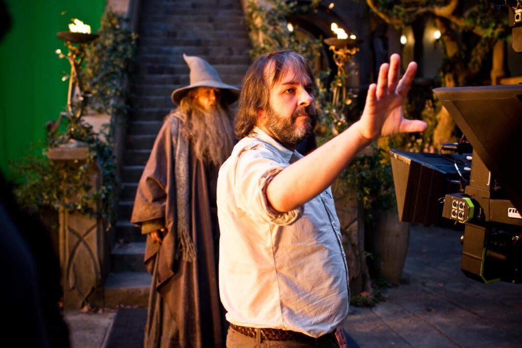 Peter Jackson and Martin Freeman in The Hobbit: An Unexpected Journey (2012)