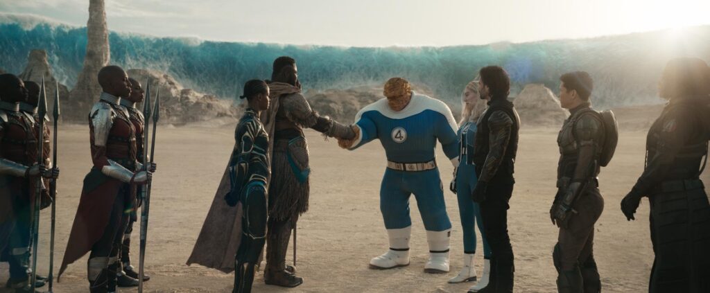 Ebon Moss-Bachrach, Sebastian Stan, Vanessa Kirby, Letitia Wright, Hannah John-Kamen, Winston Duke, and Danny Ramirez in Avengers: Doomsday (2026)