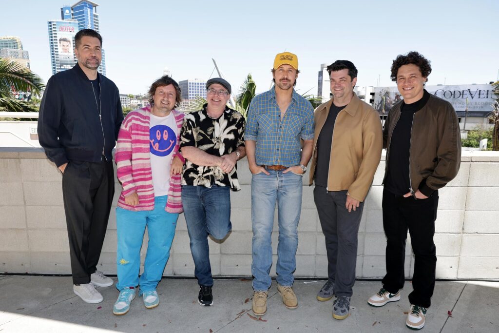 Ryan Gosling, Phil Lord, Christopher Miller, Andy Weir, Drew Goddard, and Daniel Pemberton at an event for Project Hail Mary (2026)