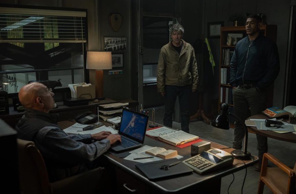 Kyle Chandler, Jason Manuel Olazábal, and Aaron Pierre in Lanterns (2026)