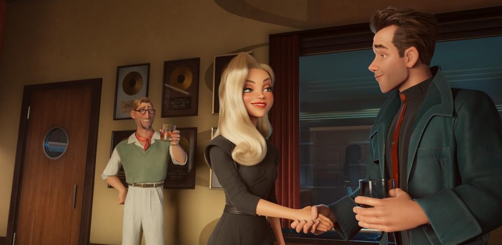 Sam Rockwell, Scarlett Johansson, and Alan Tudyk in Ray Gunn (2026)