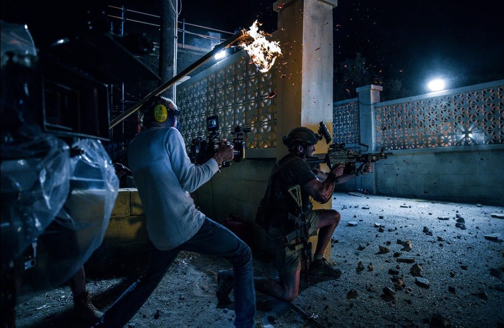 Michael Bay and Pablo Schreiber in 13 Hours (2016)